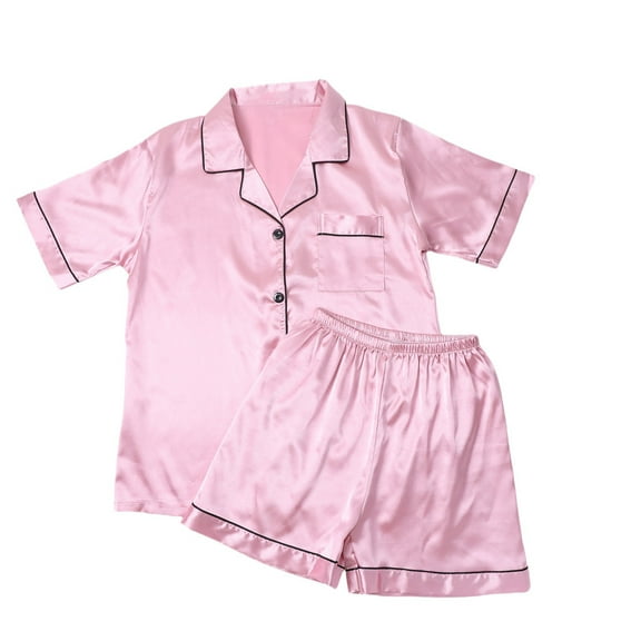 Chroia Women's Button Down Pajama Set - 2PC Silk Satin Summer Top & Shorts Loungewear Pj