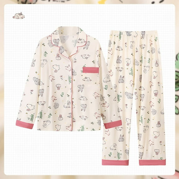 Chroia Women's Fall Winter Flannel Pajama Set - 2 Piece Long Sleeve Button Down Cute Patterned Soft Lounge Sleepwear with Pockets