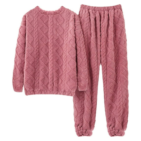 Chroia Women's Fleece Pajama Set - 2 Piece Long Sleeve Fuzzy Warm Plus Size Fall Winter Loungewear