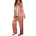 thumbnail image 1 of Chroia Women's Long Sleeve Button Down Pajama Set - Satin 2 Piece Lapel Elastic Waist Pants Sleepwear, 1 of 5