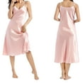 thumbnail image 1 of Chroia Women's Midi Satin Under Dress - V Neck Adjustable Strap Silky Nightgown Lingerie Sleepwear, 1 of 6