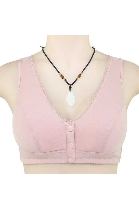 Chroia Women's Plus Size Cotton Sports Bra - Push Up, Front Closure & Wireless