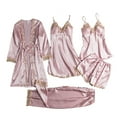 thumbnail image 1 of Chroia Women's Silk Satin 5PCS Pajama Set - Soft Cute Sleepwear Loungewear Set, 1 of 3