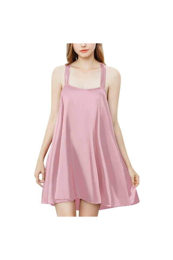 Women's Slip Chemise Nightgown - Satin Silk-Like Spaghetti Strap Sleepwear