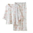 thumbnail image 1 of Chroia Women's Summer Cotton 2-Piece Pajama Set - Short Sleeve Capri, Loose Lounge Sleepwear with Pockets, 1 of 2