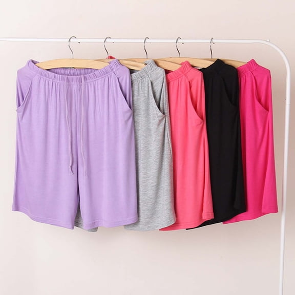 Chroia Women's Summer Modal Lounge Shorts, Thin Soft Elastic Waist Loose Pajama Bottoms with Pockets