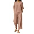 thumbnail image 1 of Chroia Women's Travel Vacation Set - 2PC Breathable Cotton-Linen Tops & Wide Leg Pants Summer Outfits, 1 of 6