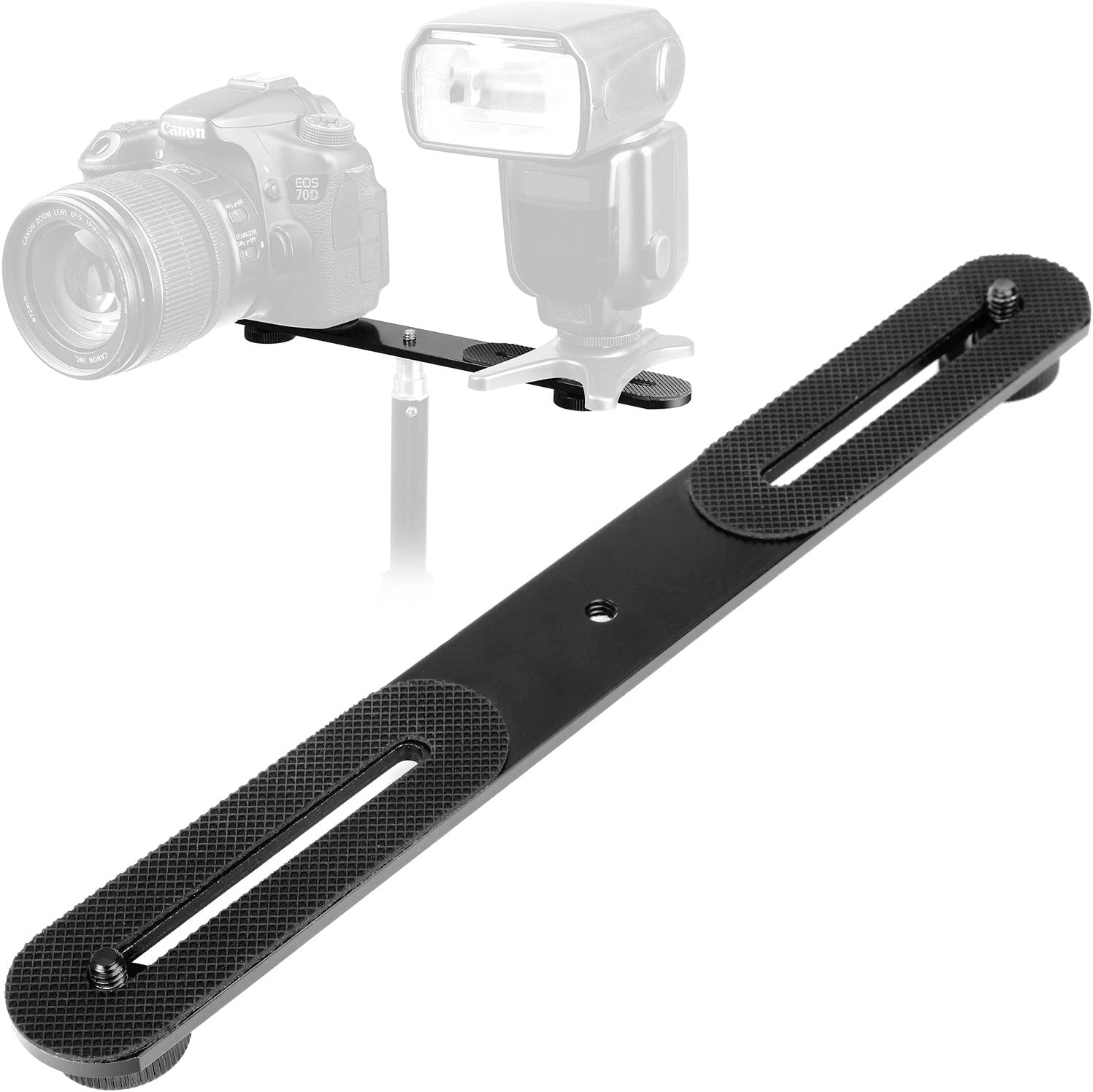 ChromLives 1/4'' Dual Camera Mount Flash Bracket Extension Bar 10.6 ...