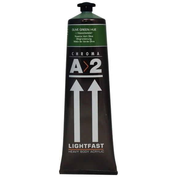 Chroma A2 Art Students' Acrylic, 120ml Tube, Olive Green Hue