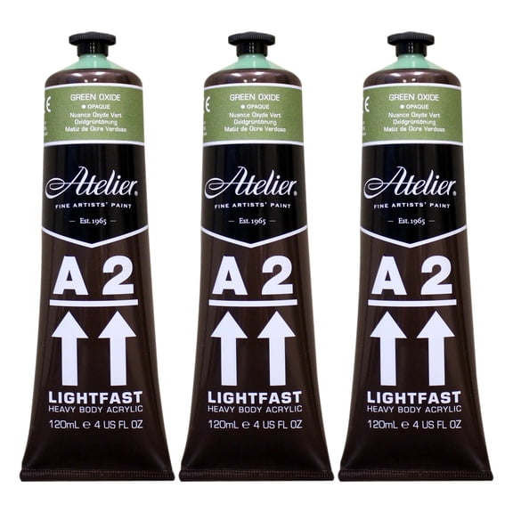 Atelier A2 Heavy Body Lightfast Artist Acrylic, 4 oz., Green Oxide Hue, Pack of 3