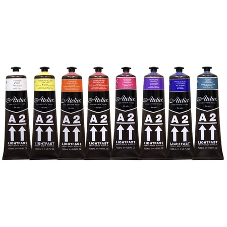 Chroma A>2 Lightfast Heavy Body Acrylic Paint Set, 4 oz Tube, Multiple Color, Set of 8