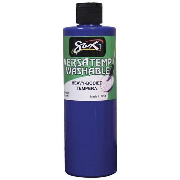 Chroma Acrylics 1592665 Sax Washable Versatemp Heavy Bodied Tempera Paint, Primary Blue, 1 Pint