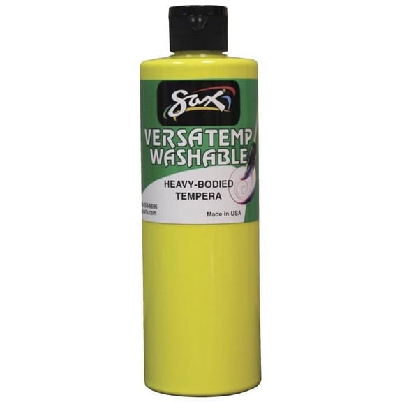 Chroma Acrylics 1592667 Sax Washable Versatemp Heavy Bodied Tempera Paint, Primary Yellow, 1 Pint