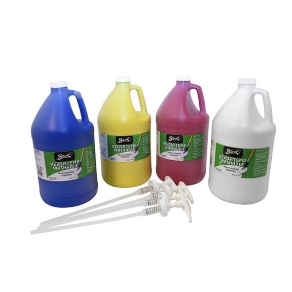 Chroma Acrylics Versatemp Washable Heavy Bodied Tempera with Pumps, Multiple Colors, 4 gal