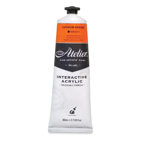 Chroma Atelier Interactive Artists' Acrylics - Cadmium Orange, 80 ml tube