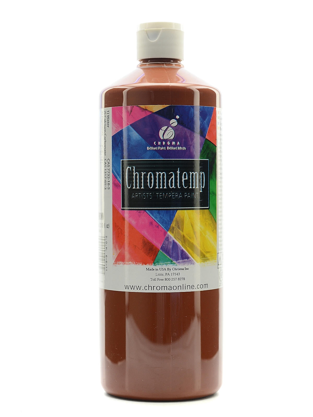 Chroma ChromaTemp Artists' Tempera Paint, 32 Oz, Brown, Pack Of 2