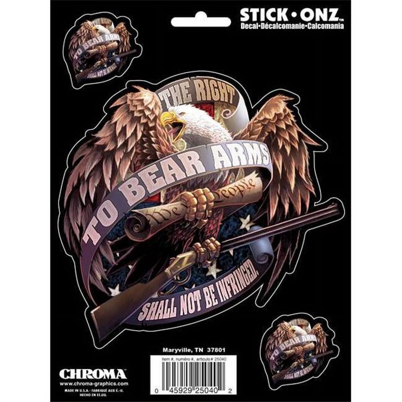 Chroma Decal C54-25040 Right To Bear Arms Eagle