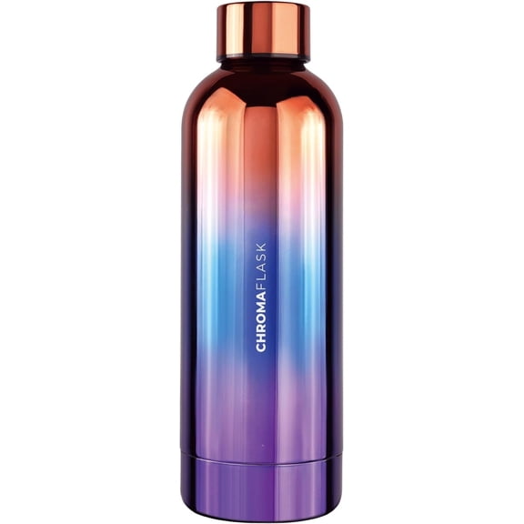 Chroma Flask Insulated Stainless Steel Water Bottle - Leak-Proof, Keeps Drinks cool or warm, For Travel, Gym, and Office, Ideal for Women, Men & , 17oz (500ml) (Galaxy Blue)