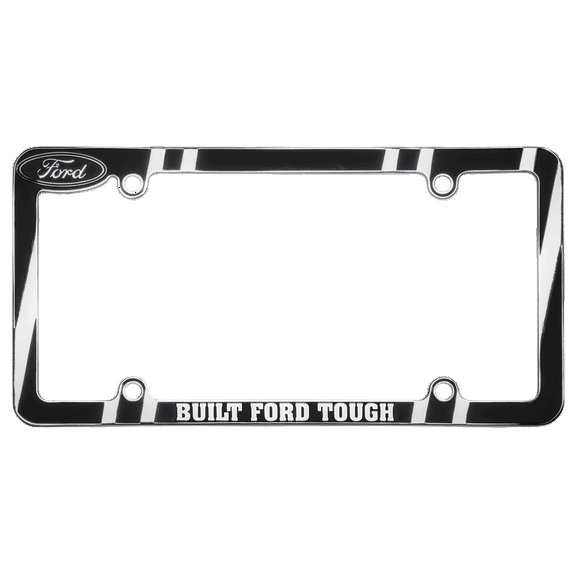 Ford Stripes Metal License Plate Frame, Black & Silver