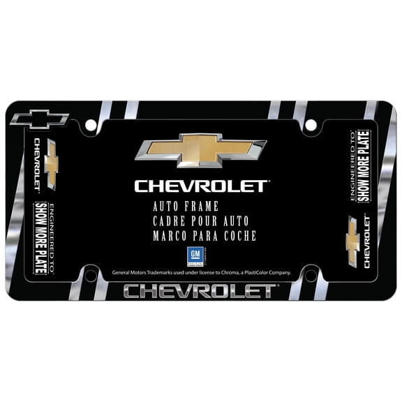 Chevrolet Stripes Metal License Plate Frame, Silver and Black