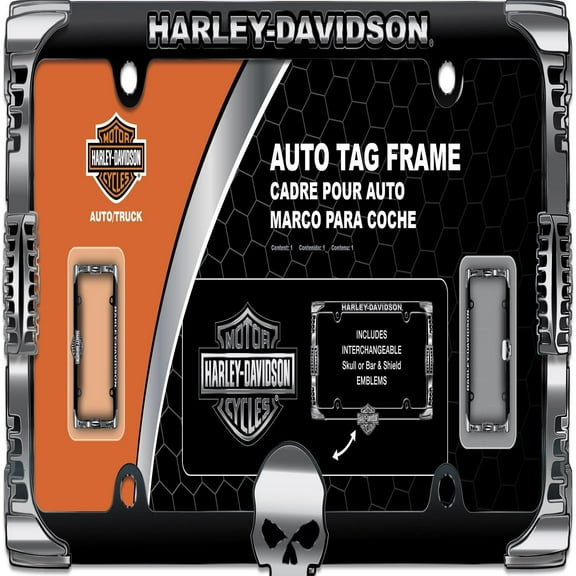 Chroma Graphics Harley-Davidson 2-in-1 Logo and Skull License Plate Frame, 1 each, sold by each