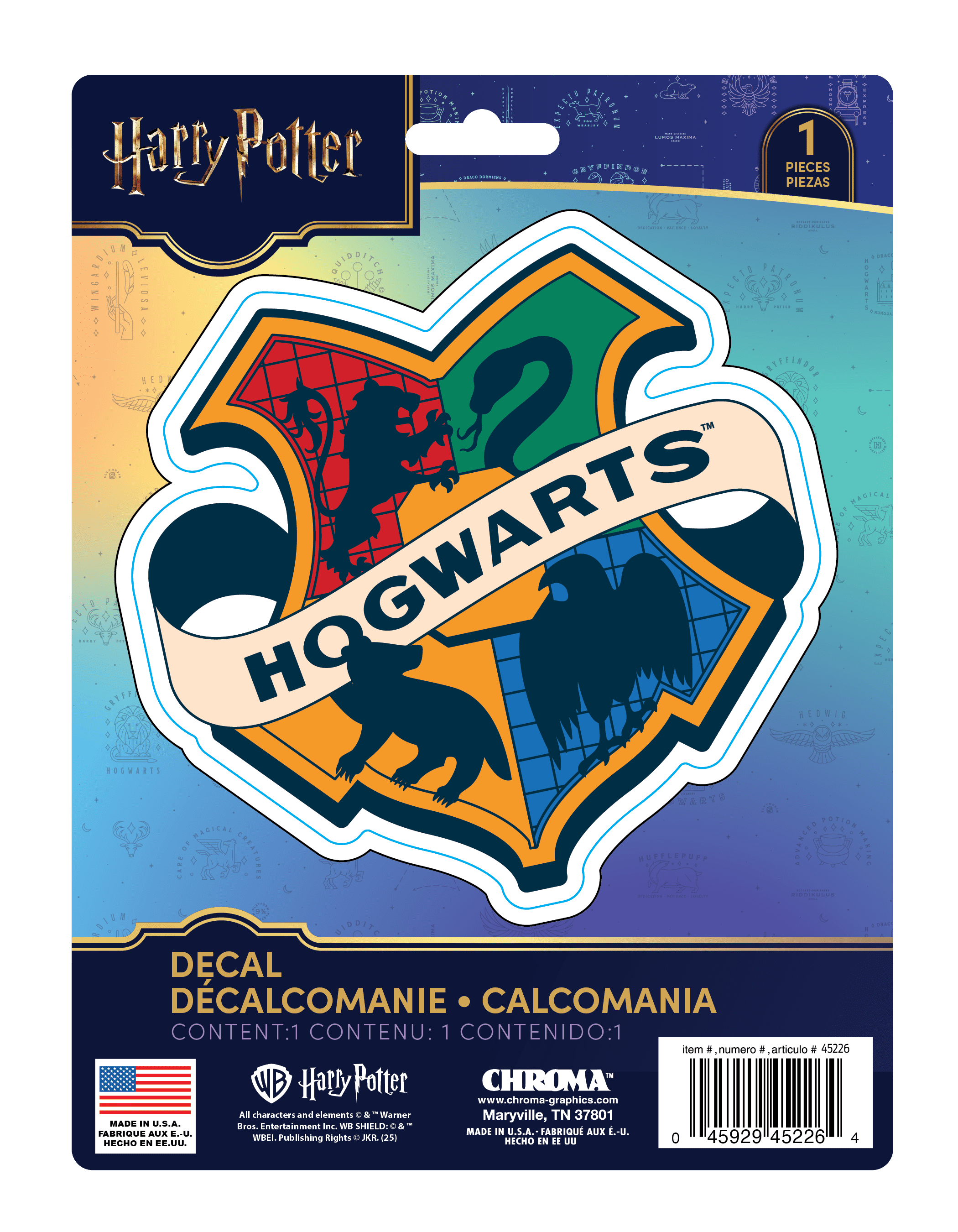 Harry Potter Hogwarts Automotive Decal Sticker, 6 x 8 Inch, Compatible with Cars, Trucks, SUVs