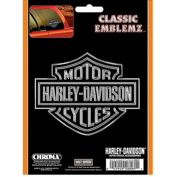 Chroma Harley-Davidson Embossed Vinyl Decal Automotive Decals & Stickers, Chrome Black