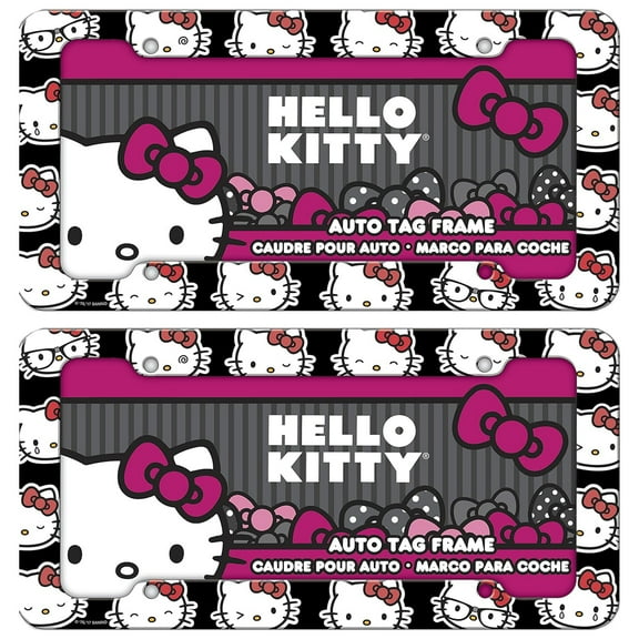 Chroma Hello Kitty License Plate Frames:  Plastic Car License Plate Covers & Frames, 2 Packs