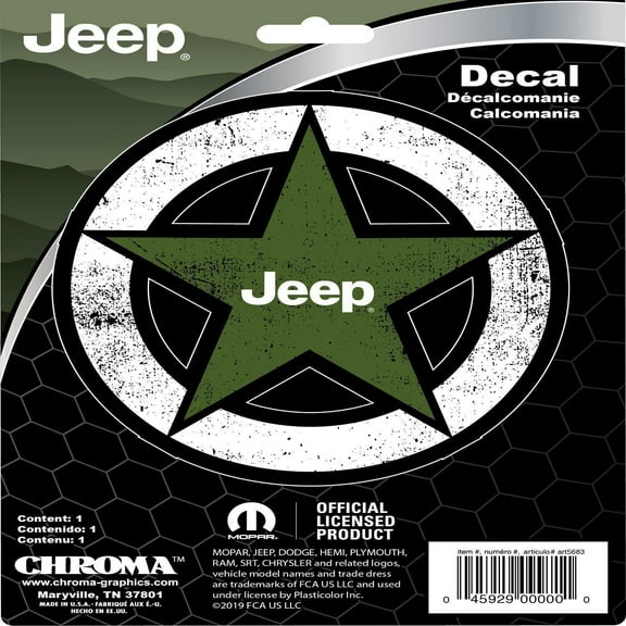Chroma Jeep Star 5" Vinyl Decal Automotive Decals & Stickers
