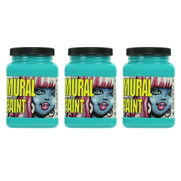 Chroma Mural Paint, Pint, Calypso (Cobalt Turquoise Light), Pack of 3