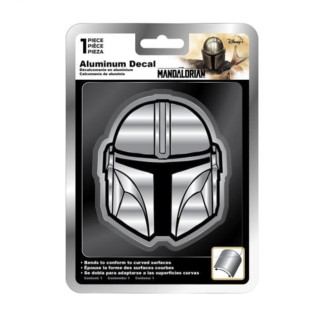 Chroma The Mandalorian Helmet Flexible Aluminum Car Decal, Silver, 4 x 3.5, 1 Pc