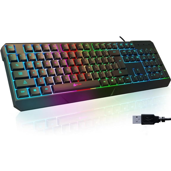 Chroma USB RGB Gaming Keyboard Wired PC Computer Keyboard Membrane Waterproof Durable 2 ms Response PS4/PS5 & Mac Compatible