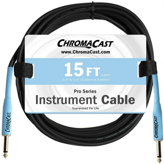 ChromaCast 15-Foot Pro Series Instrument Cable with Straight-Straight Ends, Daphne Blue
