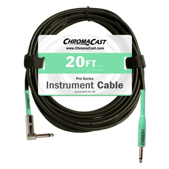 ChromaCast 20-Foot Pro Series Instrument Cable with Angle-Straight, Surf Green