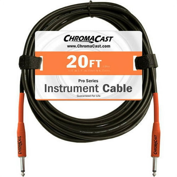 ChromaCast 20-Foot Pro Series Instrument Cable with Straight-Straight Ends, Sunset Orange