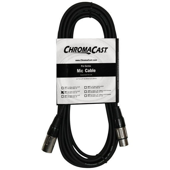 ChromaCast 20-Foot Pro Series Microphone Cable with Male XLR to Female XLR Ends