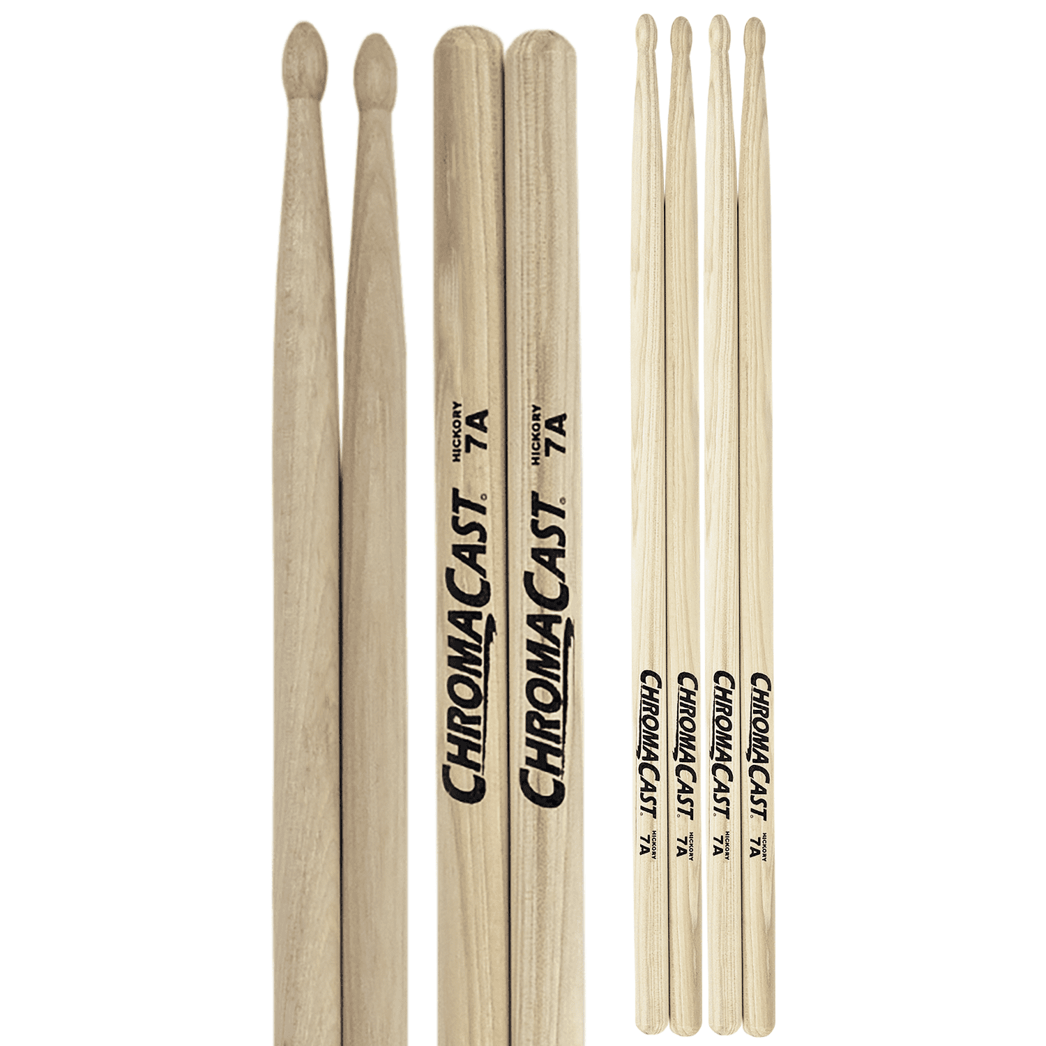 ChromaCast 7A Hickory Drumsticks Pair - Wood Tipped - Drum Sticks Tour ...