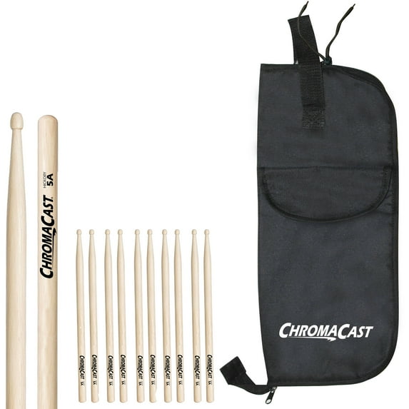 ChromaCast CC-5A-6-BAG 5AHickory 6 Drumsticks Pairs with Bag