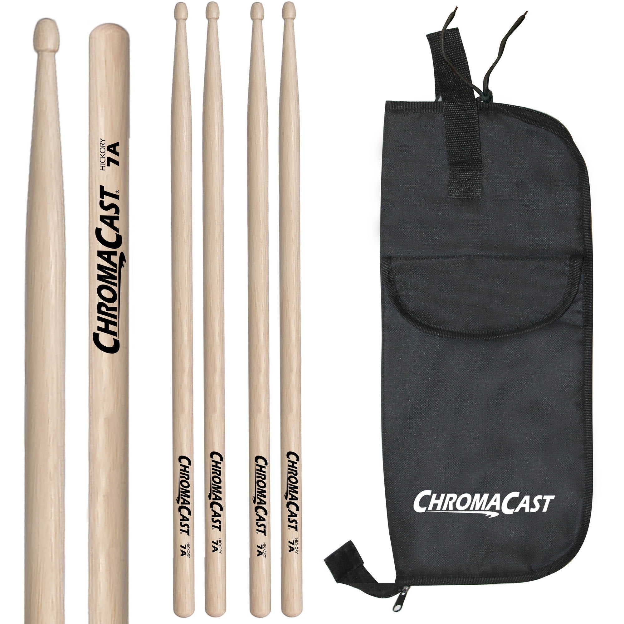 ChromaCast CC-7A-3-BAG 7AHickory 3 Drumsticks Pairs with Bag
