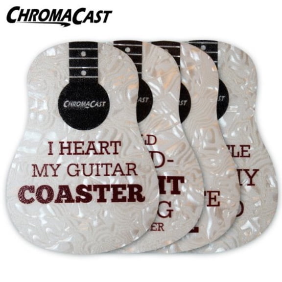 chromacast cc-coast-d-4pk dreadnought guitar shaped drink coasters, 4-pack