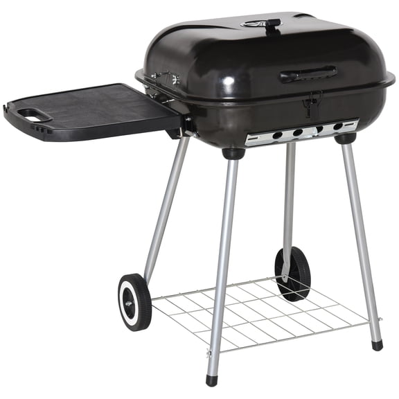 ChromaCore 21" Portable Charcoal Grill with Wheels and Bottom Shelf,BBQ Smoker with Adjustable Vents on Lid for Picnic Camping Backyard Cooking,Black