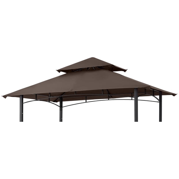 AuraLane 8' x 5' Grill Gazebo Replacement Canopy,Double Tiered Bbq Tent Roof Top Cover