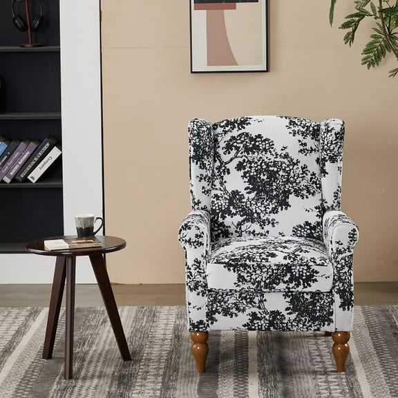 ChromaCore Mid-Century Modern Accent Chair with Side Table,Upholstered Wingback Armchair for Living Rooms and Bedroom Relaxation Areas
