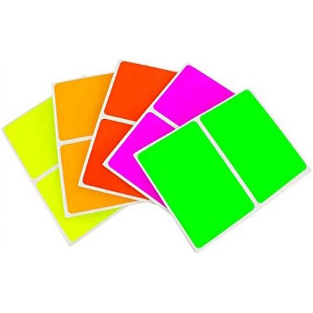 ChromaLabel 2 x 3 Inch Colored Rectangle Name Tag Sticker Kit, 5 Assorted Color Variety Pack, 150 Total Labels, Fluorescent