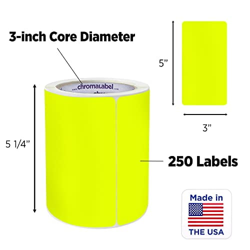 ChromaLabel 3 x 5 inch Permanent Color Code Rectangle Labels, 250 ...