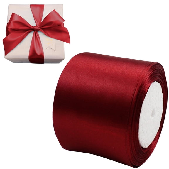 ChromaMuse 3 Inch X 24 Yards,Wide Satin Ribbon Solid Fabric Ribbon for Gift Wrapping Chair Sash Valentine's Day Birthday Party Decoration Hair Floral Craft Sewing Wedding Party Decoration,Wine
