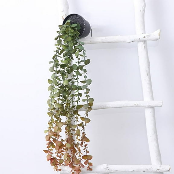 ChromaMuse Artificial Hanging Plants for Shelf,Fake Potted Greenery Faux Eucalyptus Vine, Mandala Vine, String of Pearls,Pea Pod Leaves In Pot for Office Living Room Bathroom Indoor Outdoor Decor,D