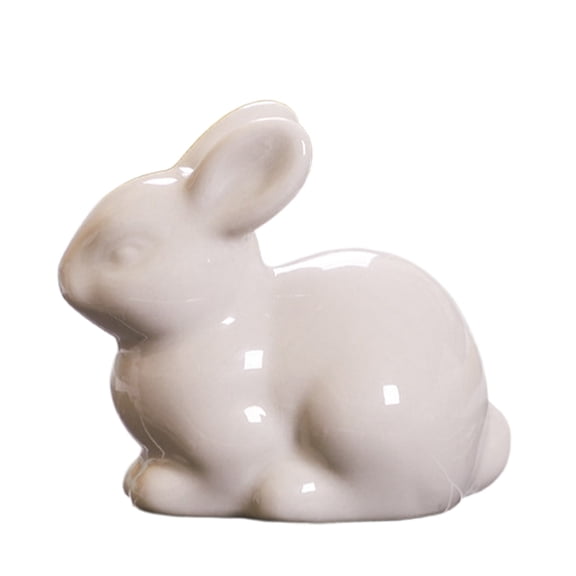 ChromaMuse Ceramic Bunny Rabbits Figurine Decor, White Porcelain Modern Tabletop Art Home Statues Decoration for Easter Rabbits Weddings Crafts Ornaments,White(M)