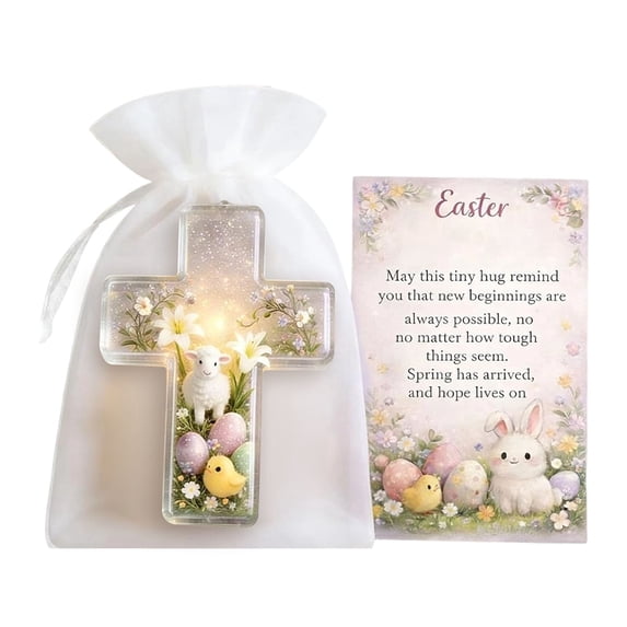 ChromaMuse Easter Bunny Pocket with Prayer Card, Easter Basket Stuffers & Stocking Fillers, Easter Gift for Coworkers, Friends, Daughter, Son & New Beginnings
