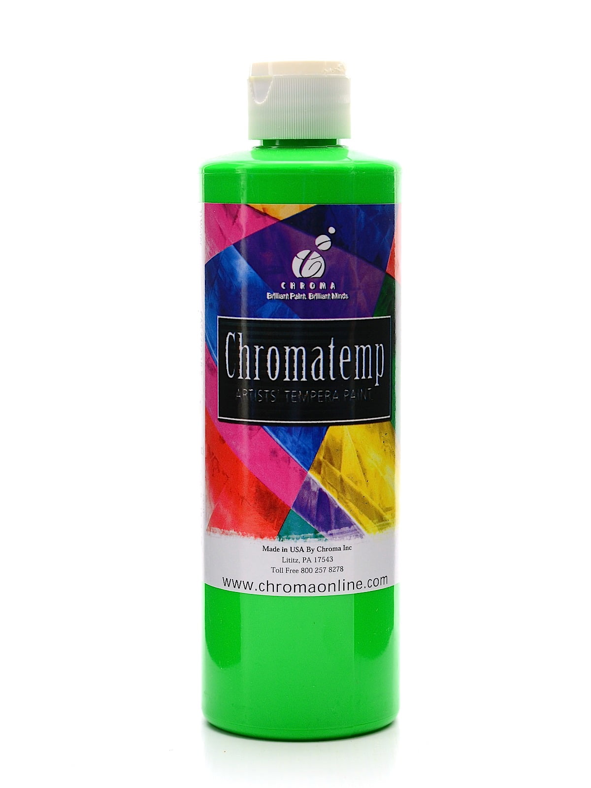 ChromaTemp Artists' Tempera Paint fluorescent green, 16.9 oz. (pack of 3)